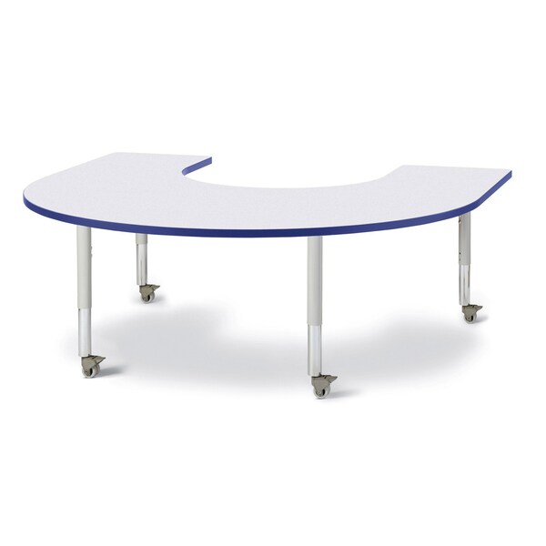 Berries Horseshoe Activity Table, 66 in. x 60 in., Mobile, Freckled Gray/Blue/Gray